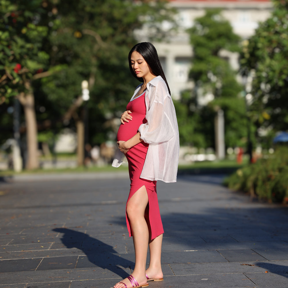 Le Petit Society x Ohhdivine - Ladies Jersey Knit Dress in Rose Pink/Blue — image 9