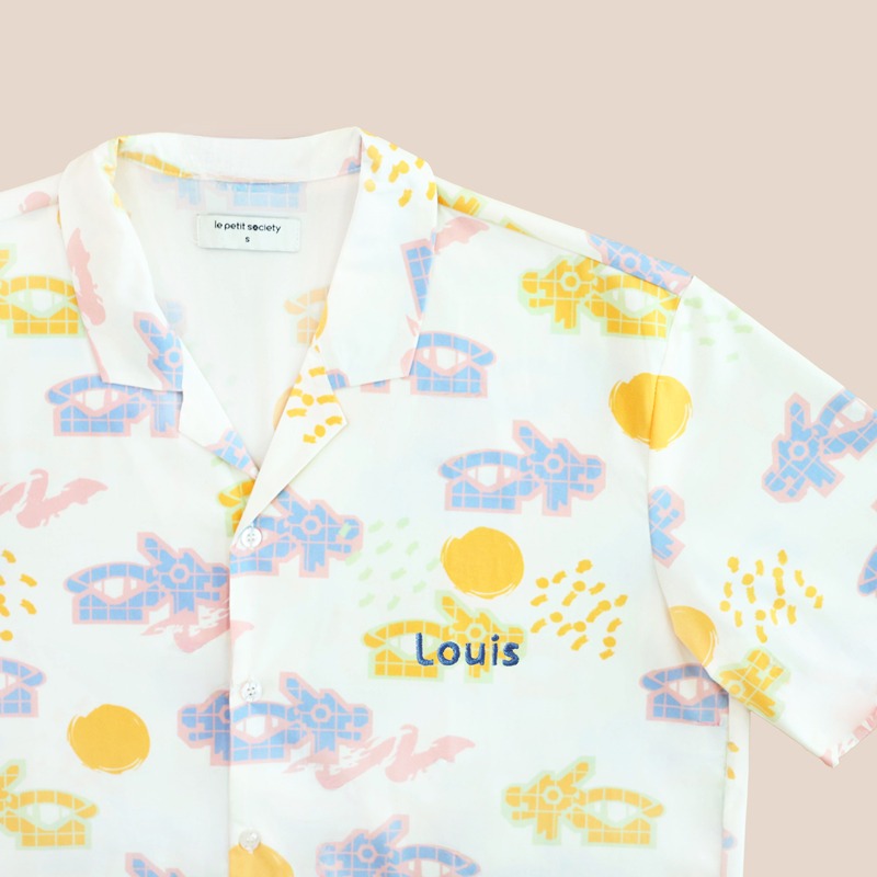 Heritage Series - Unisex Camp Collar Shirt in Pastel Dragon Playground Print by Le Petit Society — image 5