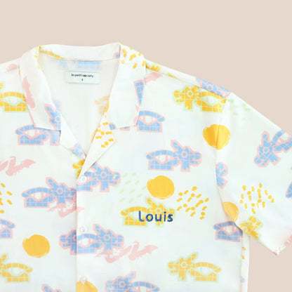 Heritage Series - Unisex Camp Collar Shirt in Pastel Dragon Playground Print by Le Petit Society — image 5