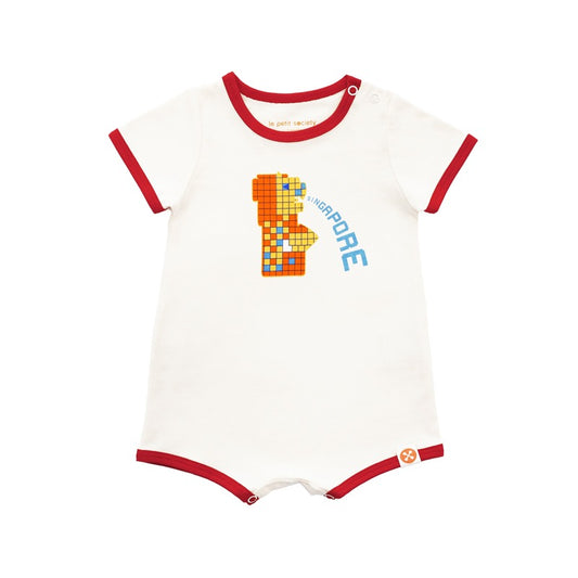 A Singapore Series - Merlion Baby Romper in Yellow by Le Petit Society