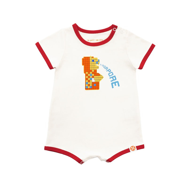 A Singapore Series - Merlion Baby Romper in Yellow by Le Petit Society — image 4