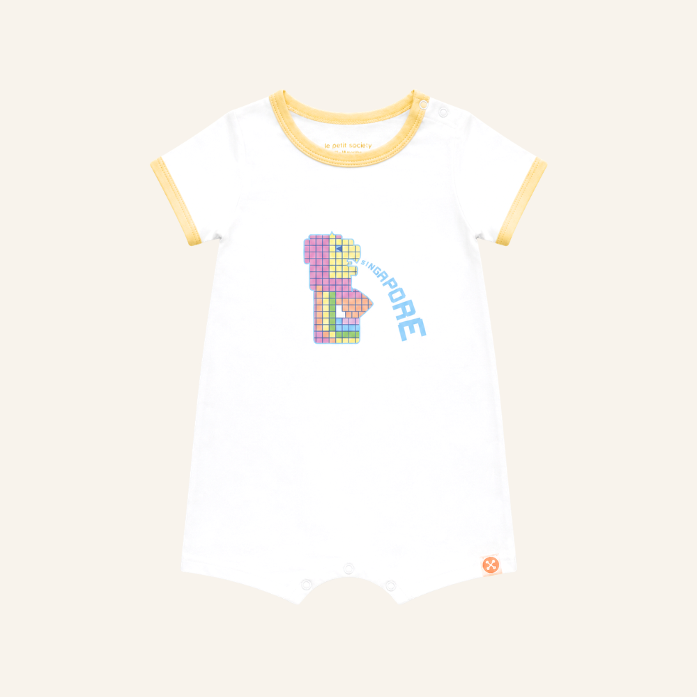 A Singapore Series - Merlion Baby Romper in White by Le Petit Society — image 8