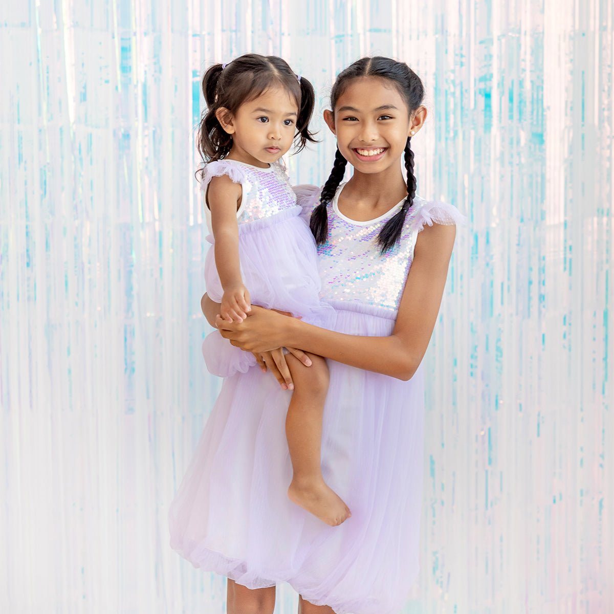 Flower Girl Series - Sequin Mini Bubble Dress in Lilac by Le Petit Society — image 4
