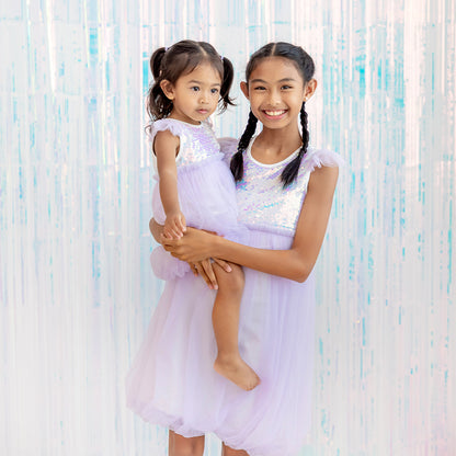 Flower Girl Series - Sequin Mini Bubble Dress in Lilac by Le Petit Society — image 4