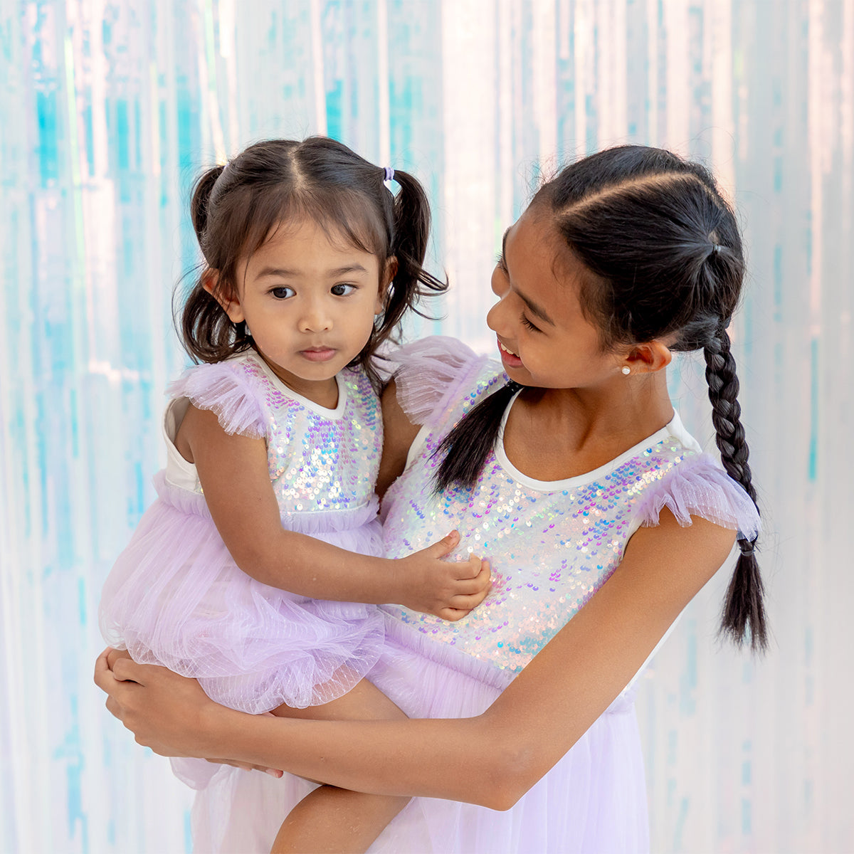 Flower Girl Series - Sequin Mini Bubble Dress in Lilac by Le Petit Society — image 10
