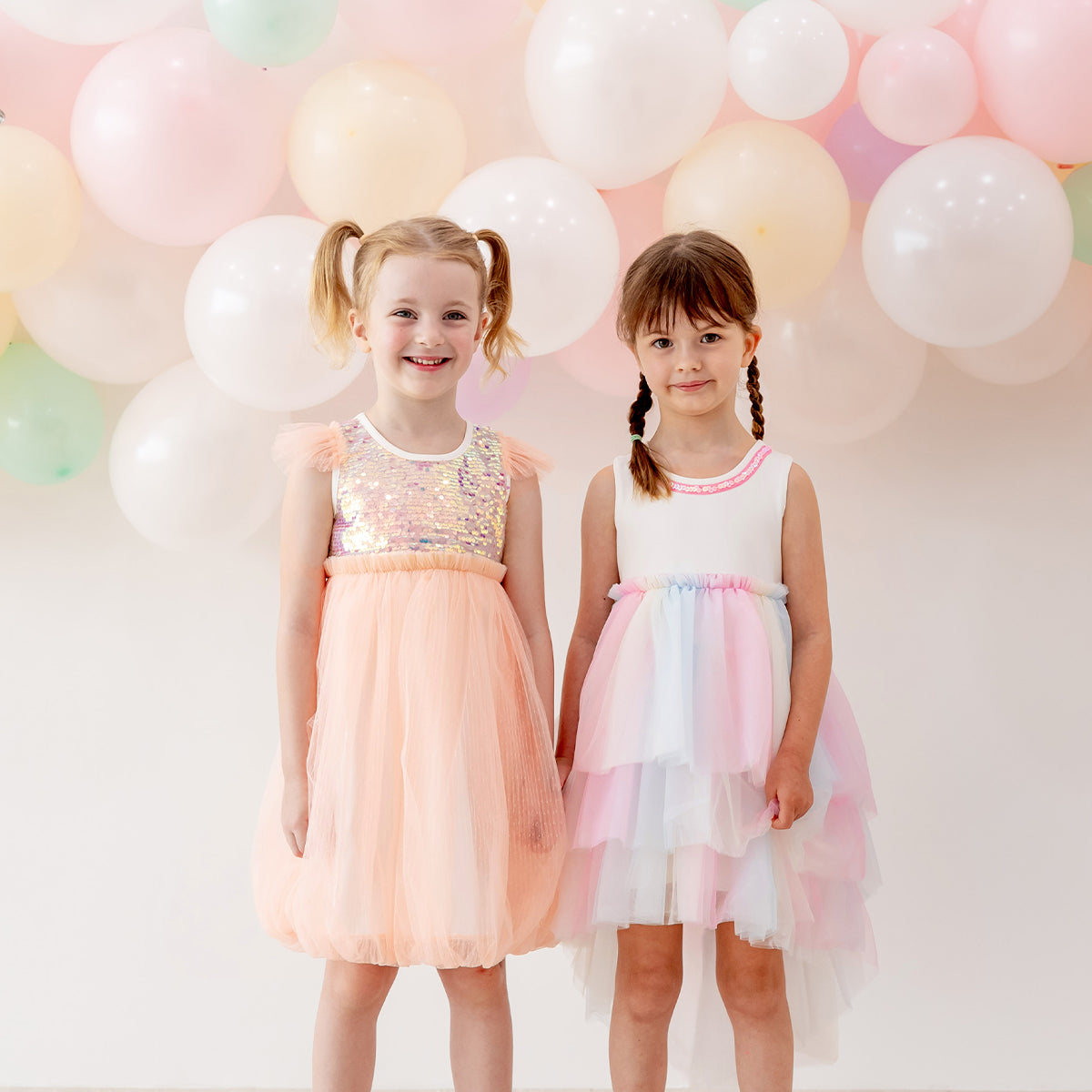 Flower Girl Series - Sequin Mini Bubble Dress in Peach by Le Petit Society — image 8