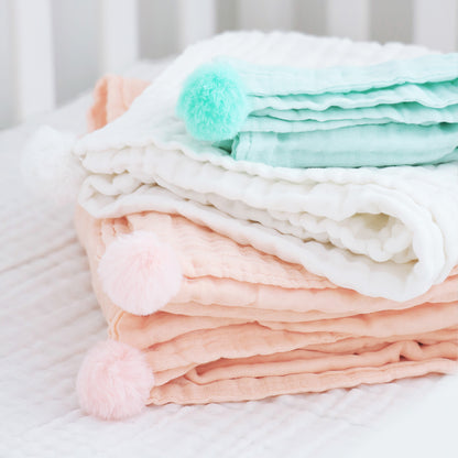 Keepsake Kids/Adult Single Blanket in Peach by Le Petit Society
