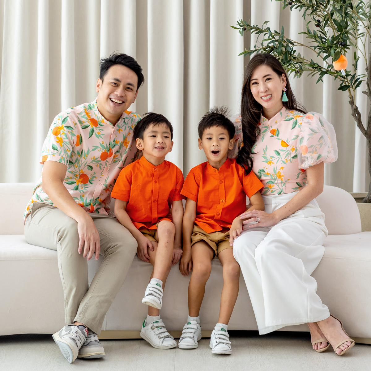 Mandarin Orange Series - Boys Shirt in Orange by Le Petit Society — image 2