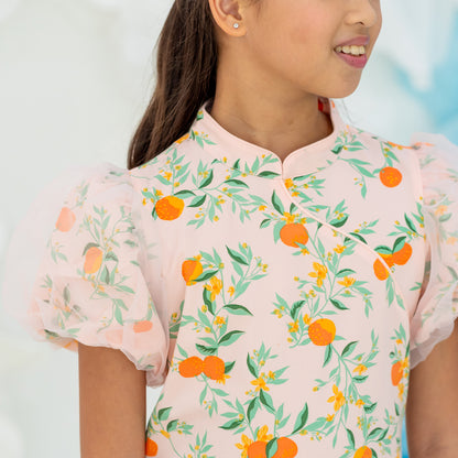 Mandarin Orange Series - Girls Cheongsam in Pink by Le Petit Society — image 2