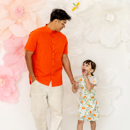 Mandarin Orange Series - Men's Shirt in Orange - Classic Fit by Le Petit Society — image 3
