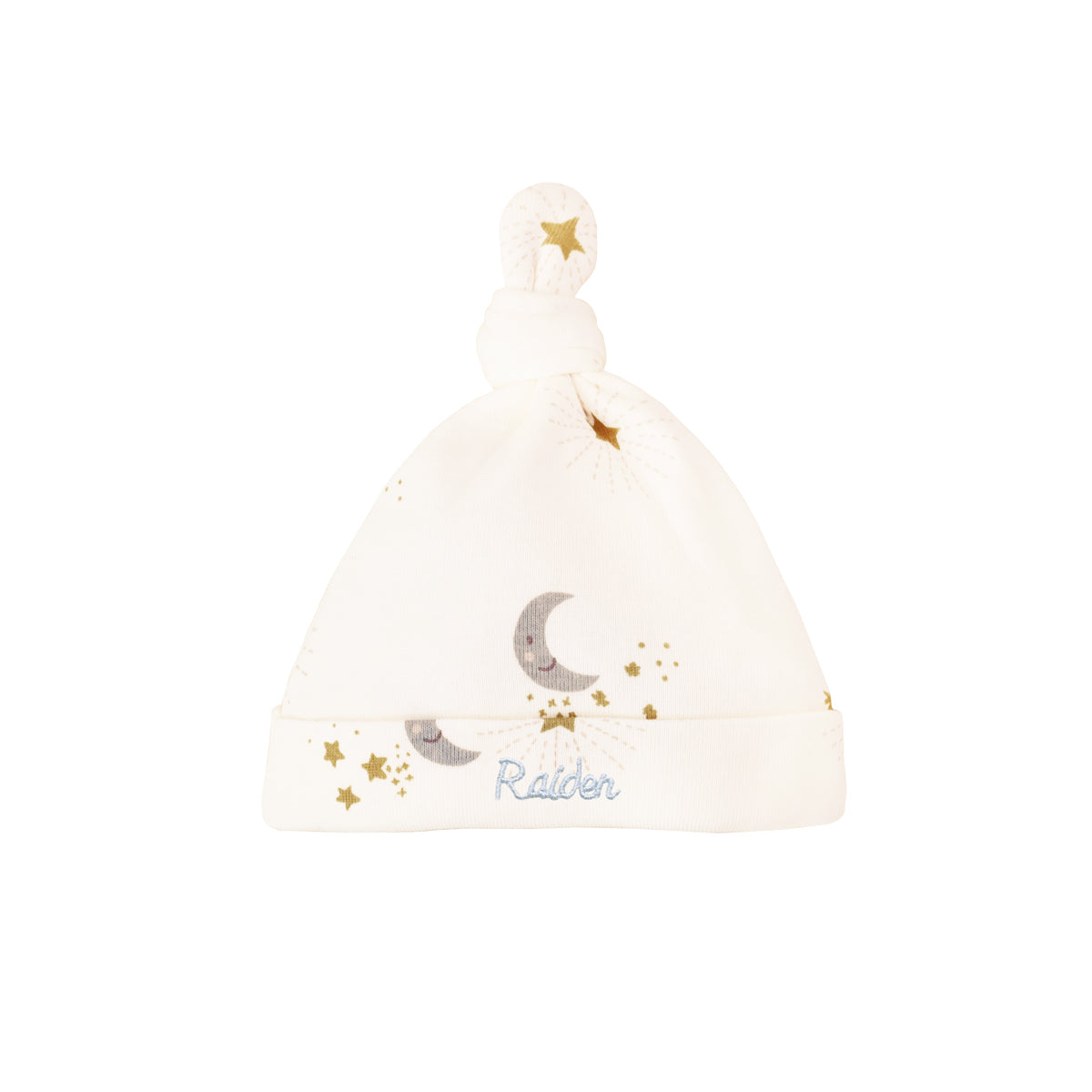 Baby Organic Knotted Hat in Moon & Stars Print by Le Petit Society — image 3