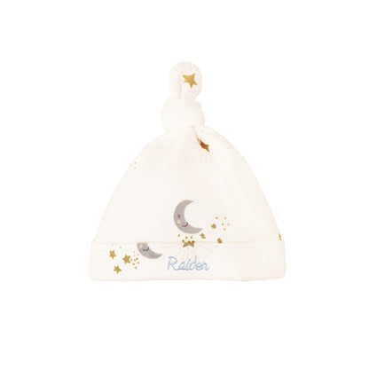 Baby Organic Knotted Hat in Moon & Stars Print by Le Petit Society — image 3