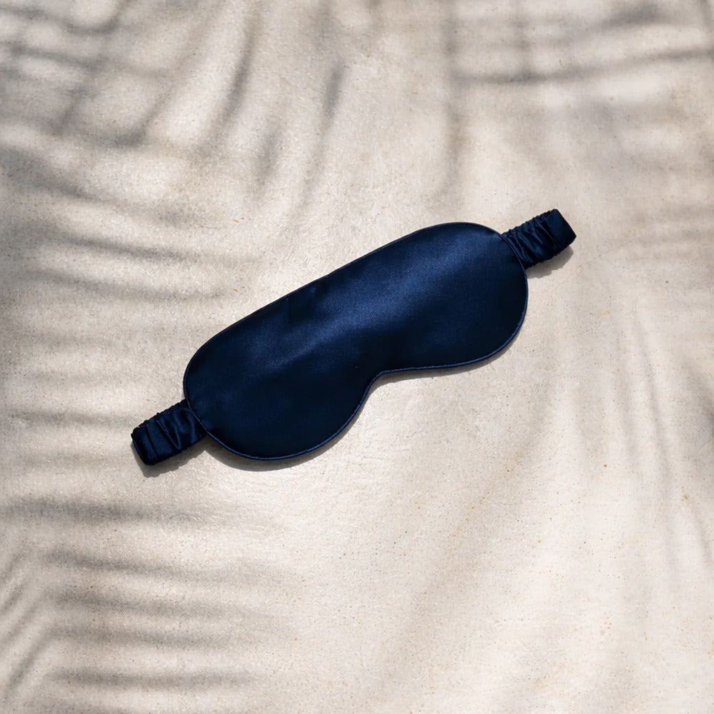 Mulberry Silk Sleep Eye Mask in Navy by Selenight Co