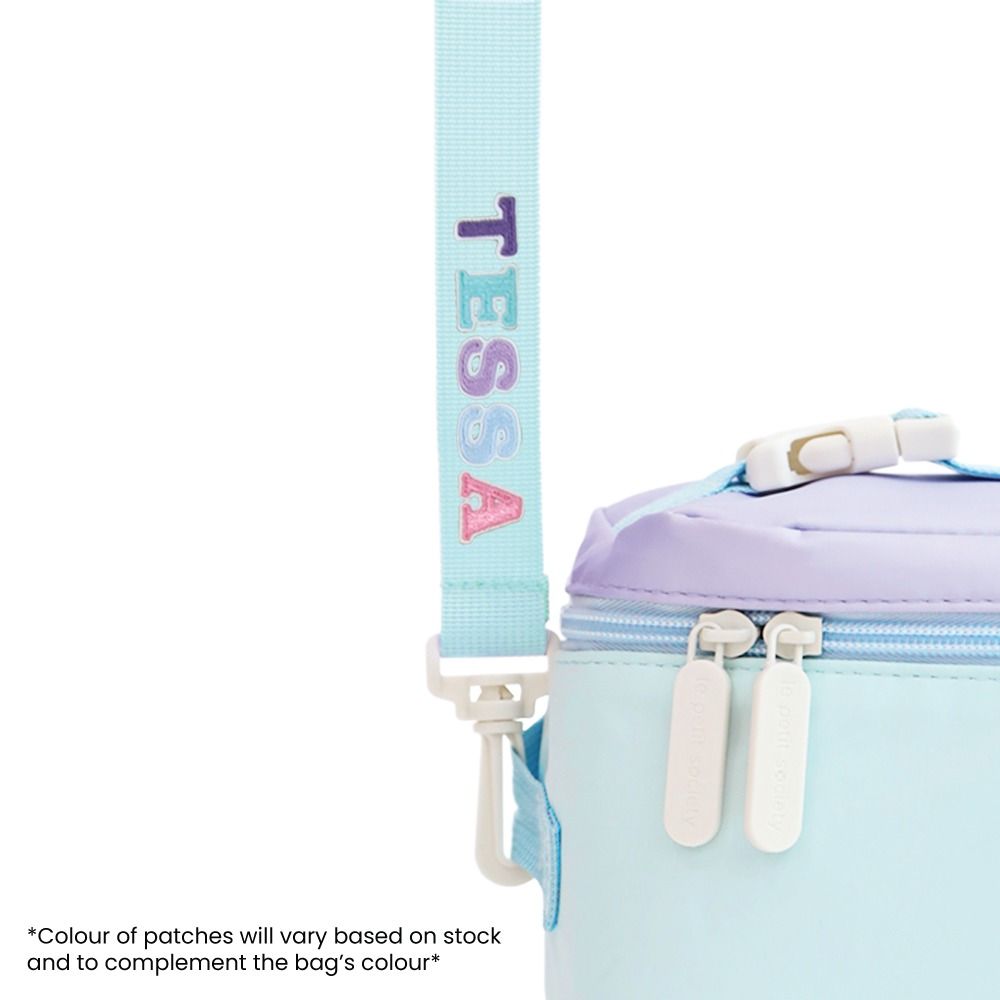 Single Pocket Backpack and Lunch Bag Bundle in Ice Blue Puffer by Le Petit Society — image 8