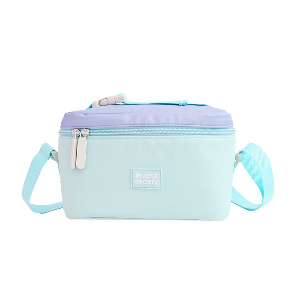 Single Pocket Backpack and Lunch Bag Bundle in Ice Blue Puffer by Le Petit Society — image 5