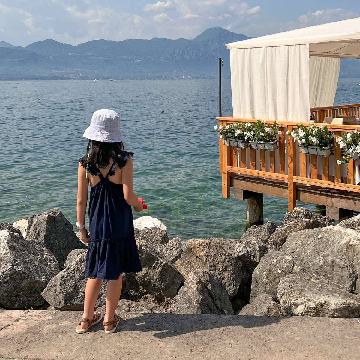Resort Series - Girls Ruffled Sundress in Navy by Le Petit Society — image 5