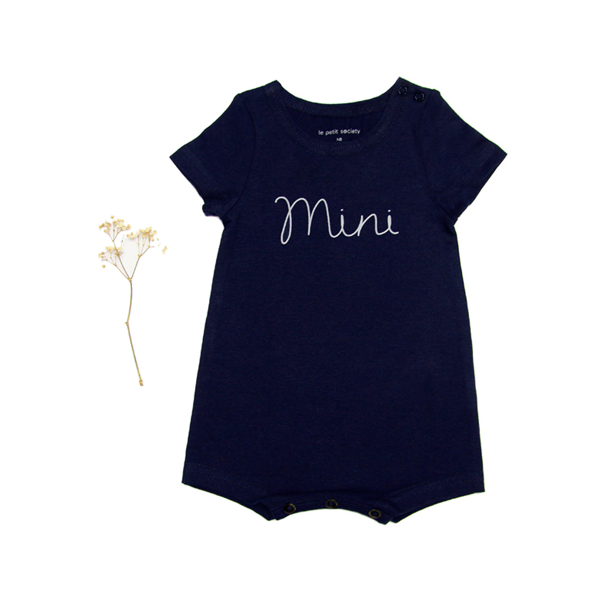Family Tees - Mini Baby Short Sleeves Romper in Navy by Le Petit Society