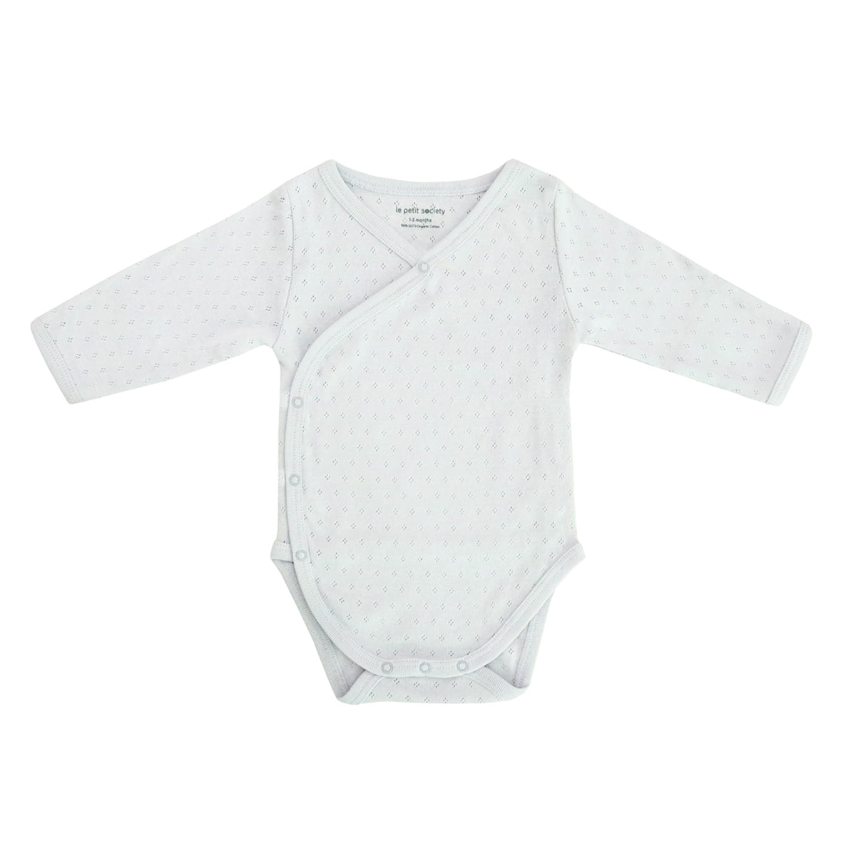 Baby Organic Long Sleeve Kimono Romper in Grey by Le Petit Society — image 9