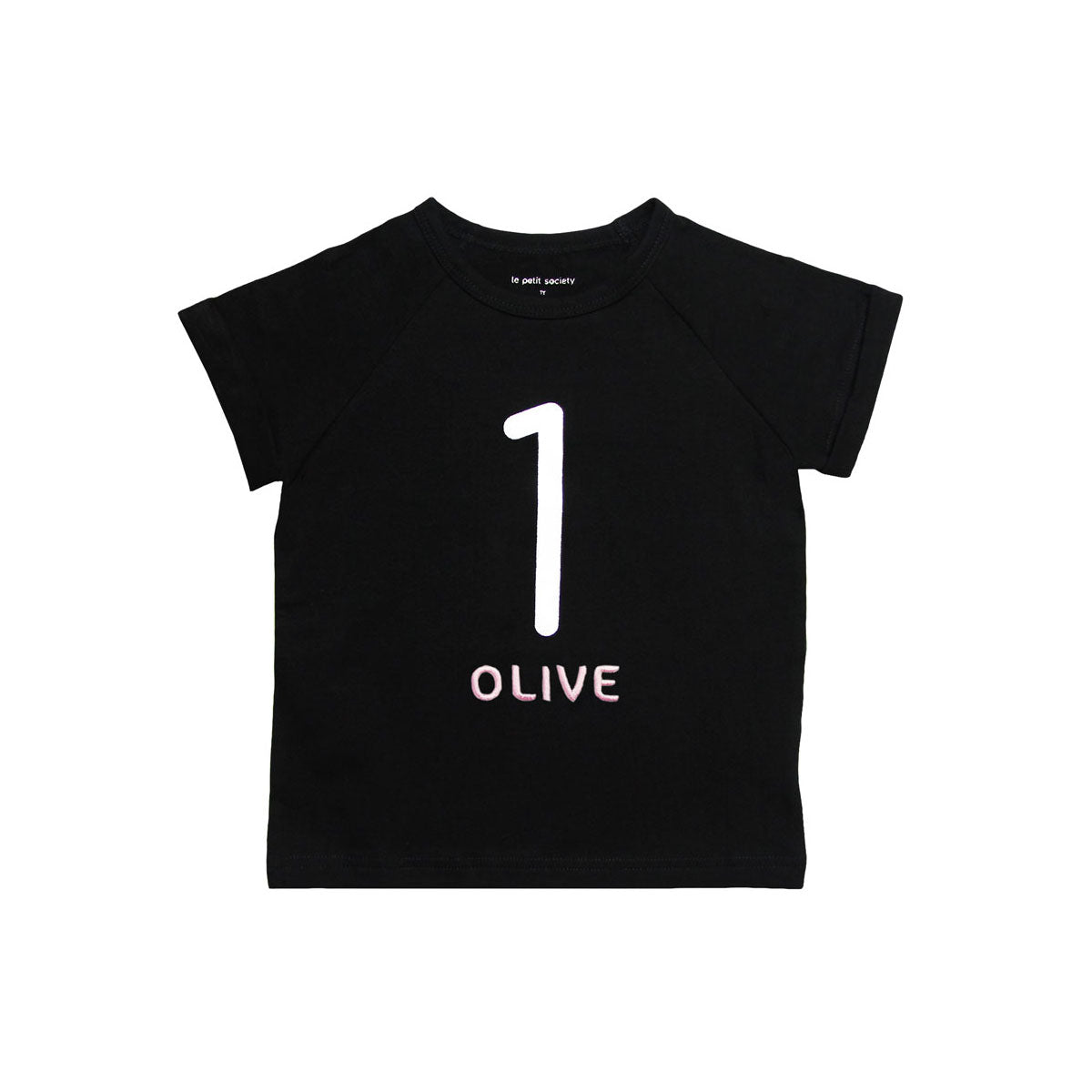 Number 1 Tee in Black/Silver by Le Petit Society — image 3