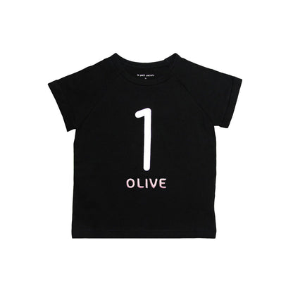 Number 1 Tee in Black/Silver by Le Petit Society — image 3