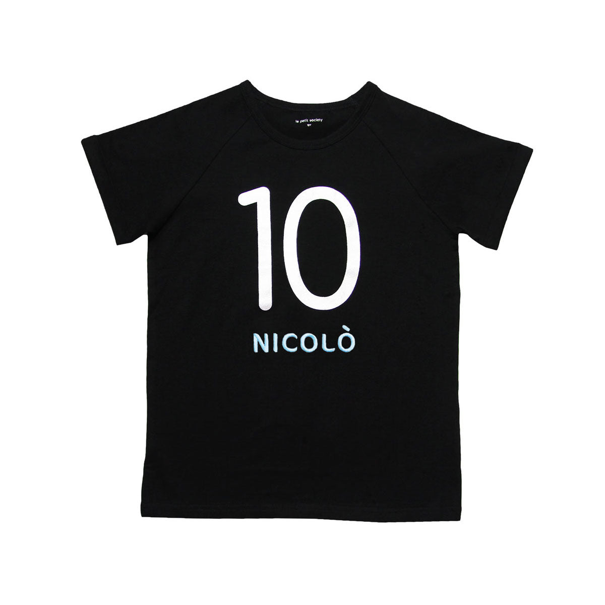 Number 10 Tee in Black/Silver by Le Petit Society