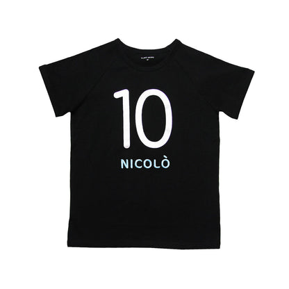 Number 10 Tee in Black/Silver by Le Petit Society