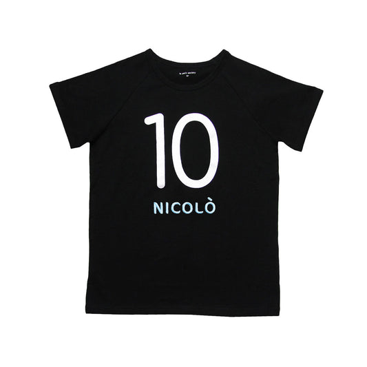 Number 10 Tee in Black/Silver by Le Petit Society