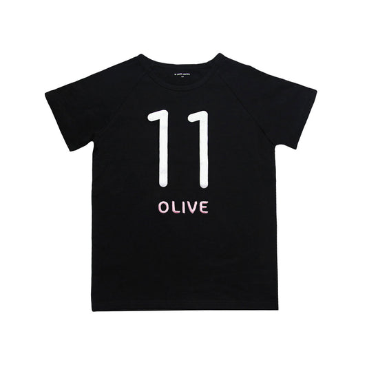 Number 11 Tee in Black/Silver by Le Petit Society
