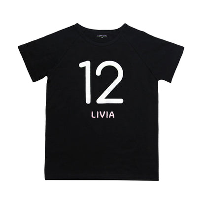 Number 12 Tee in Black/Silver by Le Petit Society