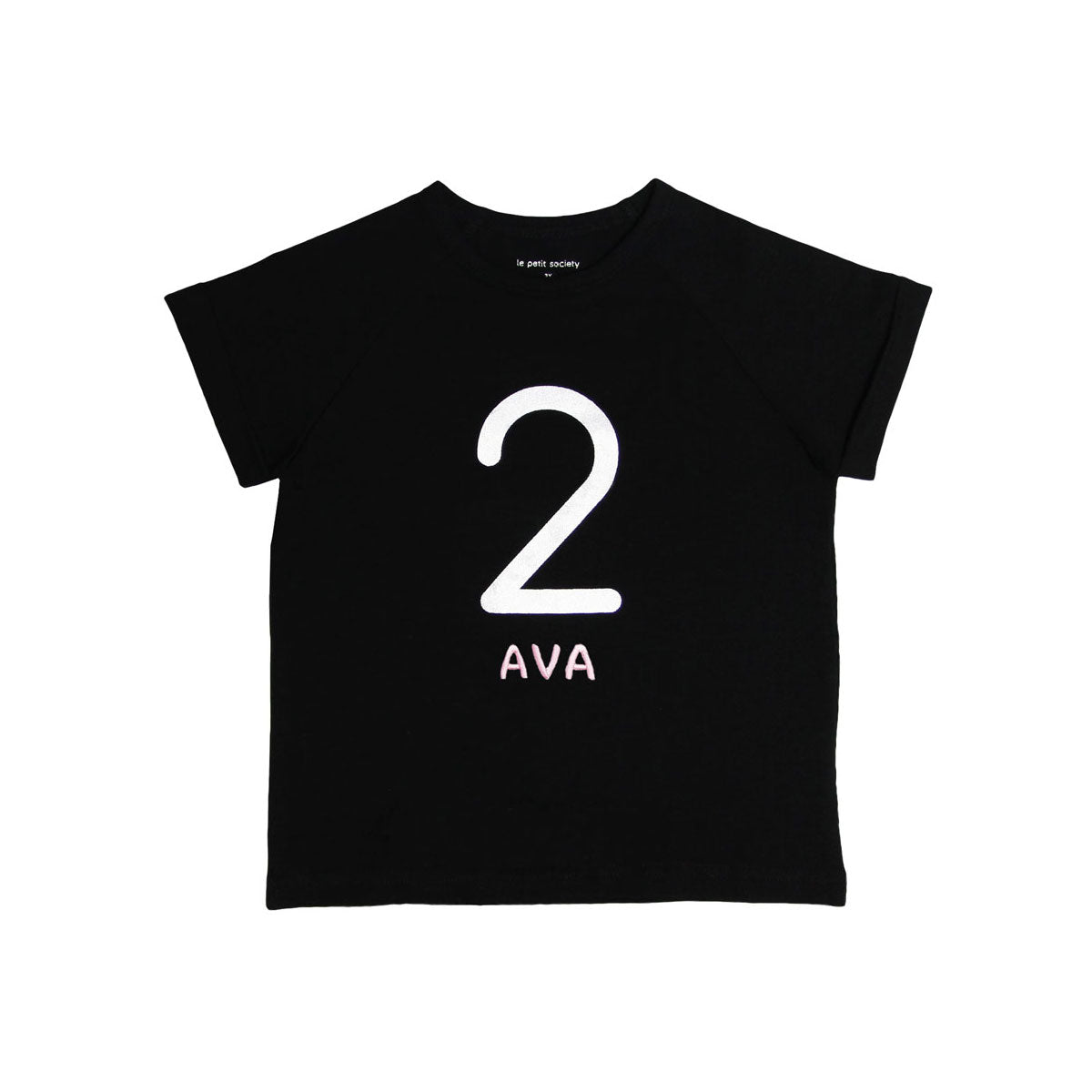 Number 2 Tee in Black/Silver by Le Petit Society