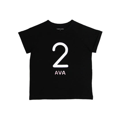 Number 2 Tee in Black/Silver by Le Petit Society
