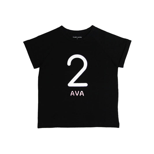 Number 2 Tee in Black/Silver by Le Petit Society