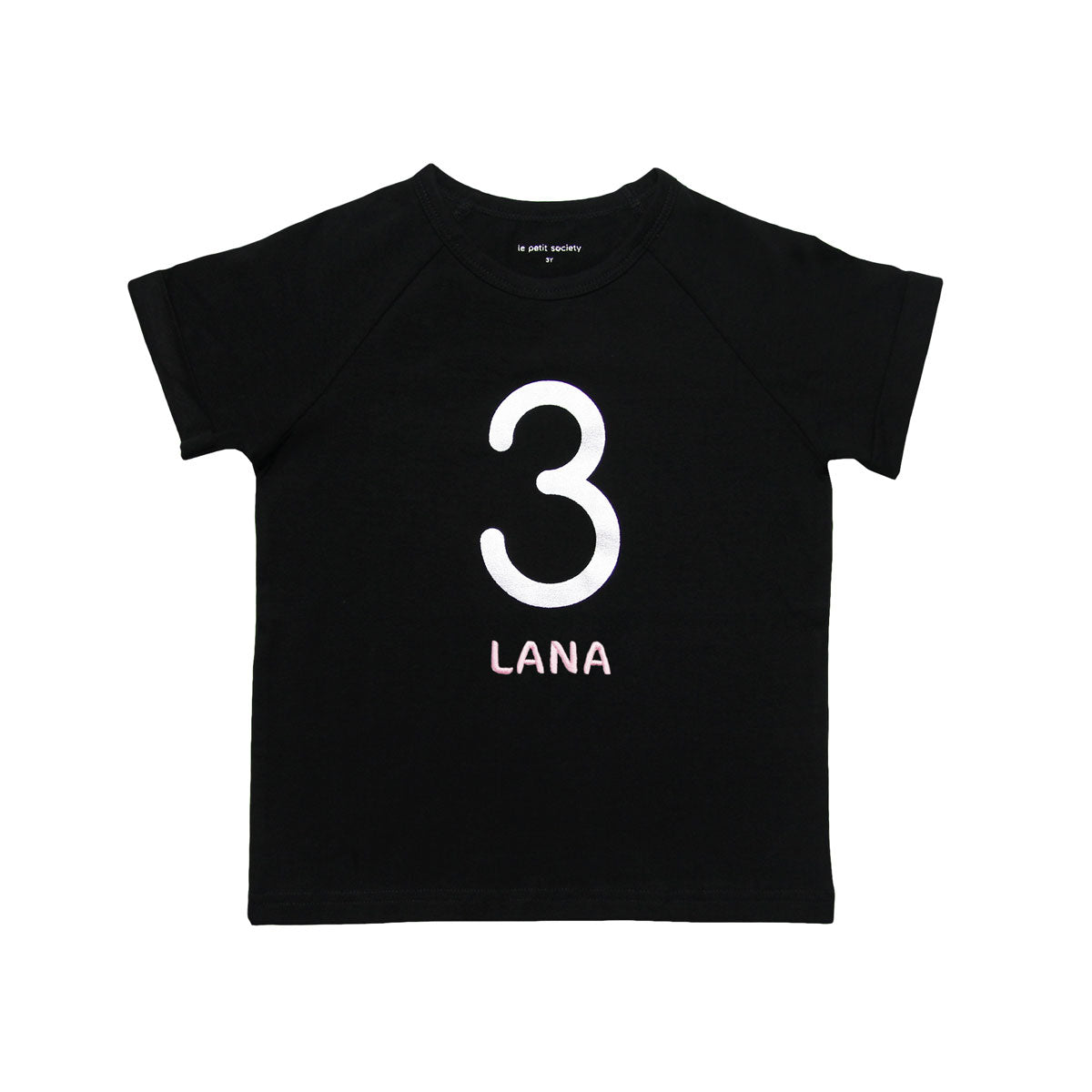 Number 3 Tee in Black/Silver by Le Petit Society