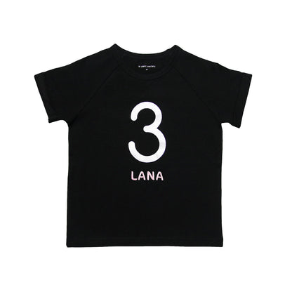 Number 3 Tee in Black/Silver by Le Petit Society