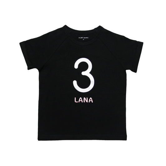 Number 3 Tee in Black/Silver by Le Petit Society