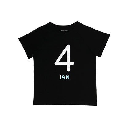 Number 4 Tee in Black/Silver by Le Petit Society