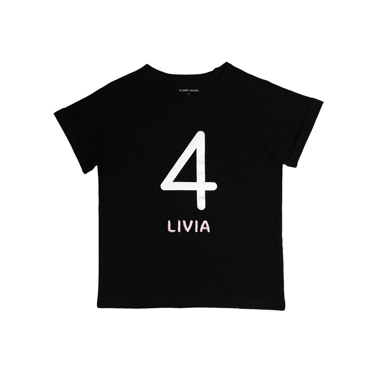 Number 4 Tee in Black/Silver by Le Petit Society — image 2