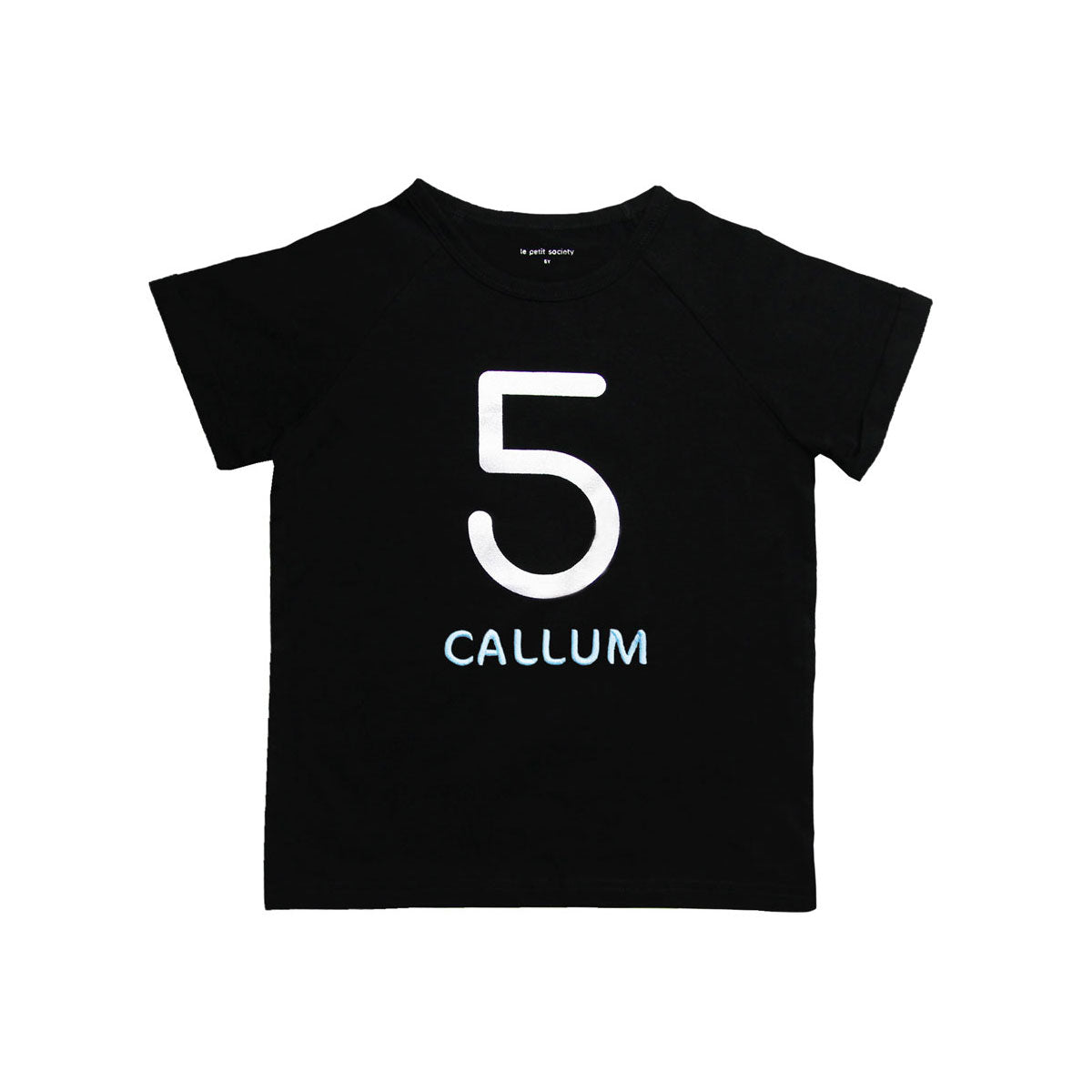 Number 5 Tee in Black/Silver by Le Petit Society