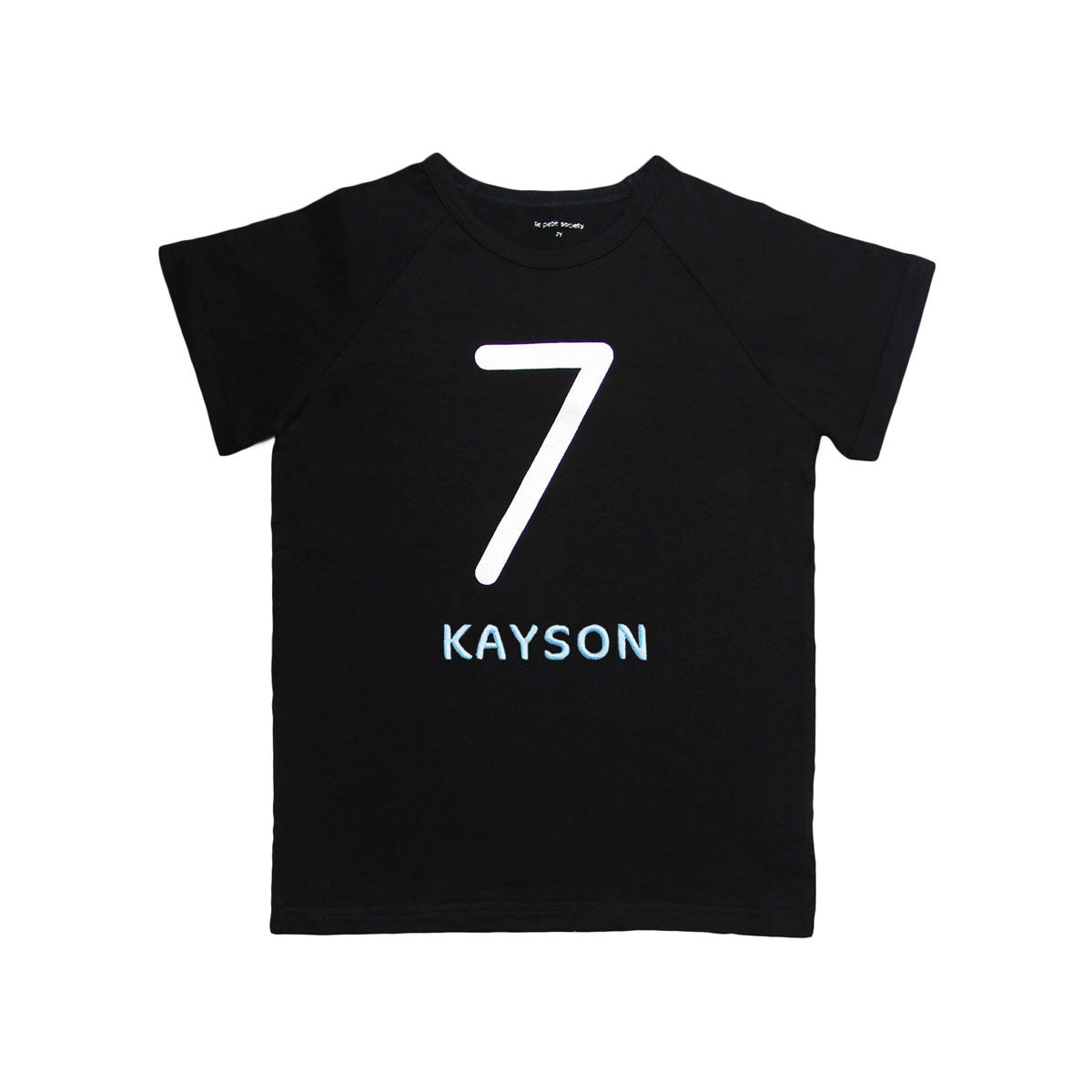 Number 7 Tee in Black/Silver by Le Petit Society
