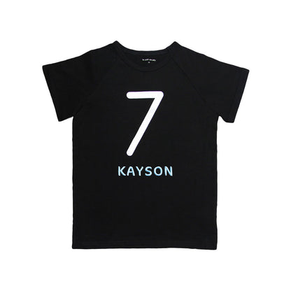 Number 7 Tee in Black/Silver by Le Petit Society