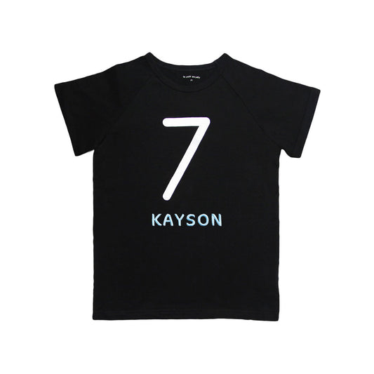 Number 7 Tee in Black/Silver by Le Petit Society