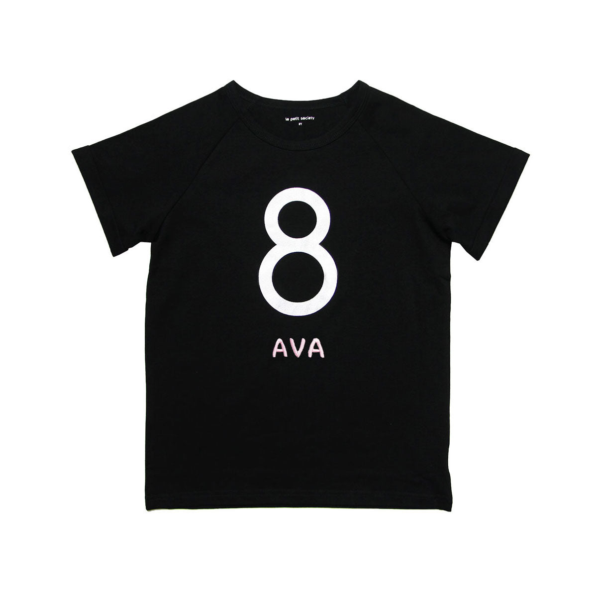 Number 8 Tee in Black/Silver by Le Petit Society