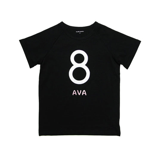 Number 8 Tee in Black/Silver by Le Petit Society
