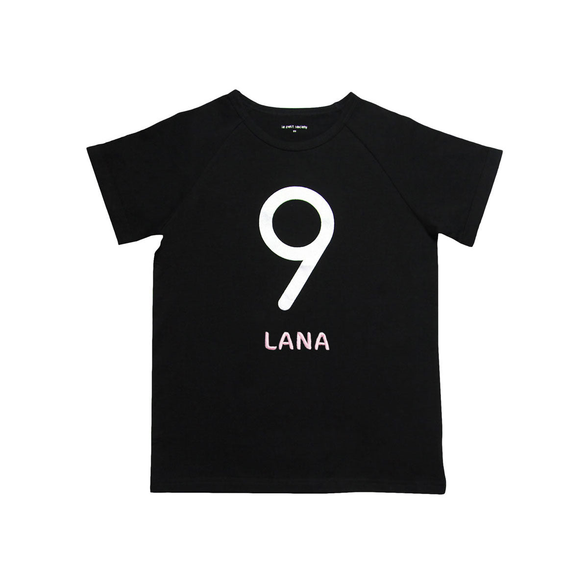 Number 9 Tee in Black/Silver by Le Petit Society
