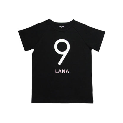 Number 9 Tee in Black/Silver by Le Petit Society