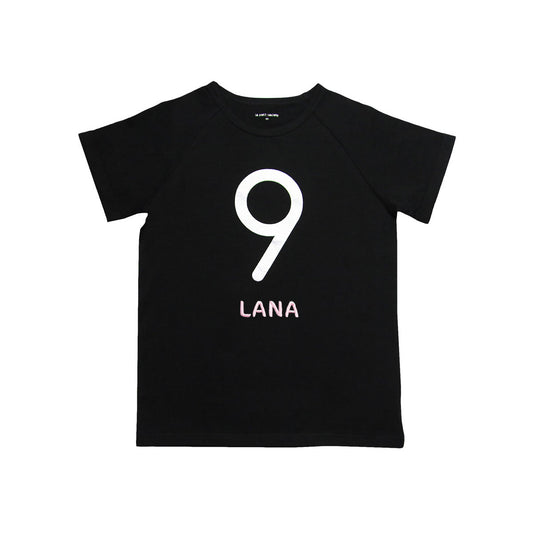 Number 9 Tee in Black/Silver by Le Petit Society
