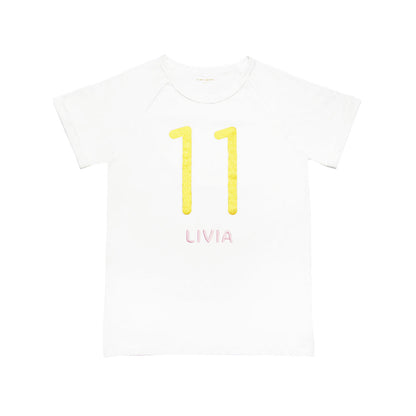 Number 11 Tee in White/Gold by Le Petit Society — image 3