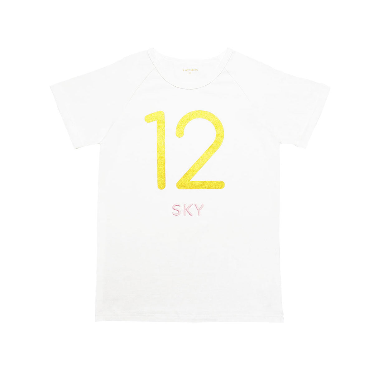 Number 12 Tee in White/Gold by Le Petit Society