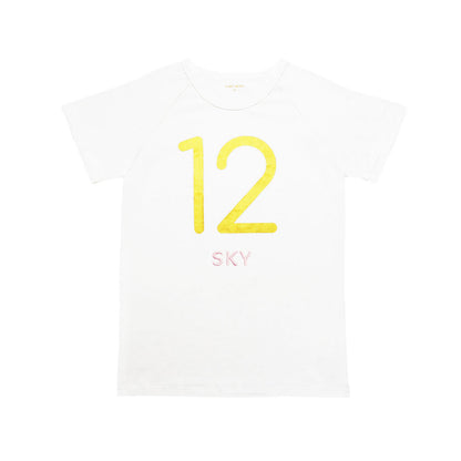 Number 12 Tee in White/Gold by Le Petit Society