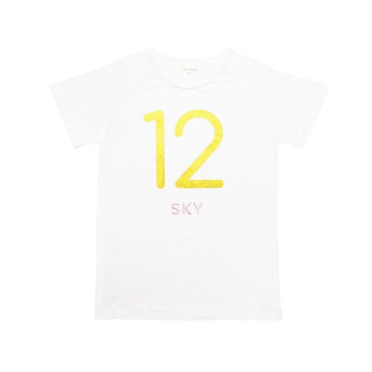 Number 12 Tee in White/Gold by Le Petit Society